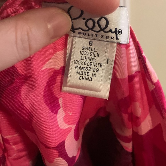 Used Lilly Pulitzer Silk Pink Rose Skirt Size 6 - Picture 4 of 4